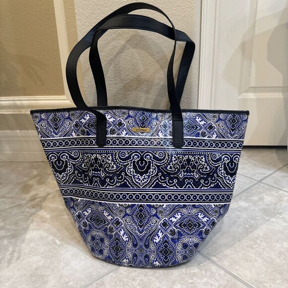 NWOT Soma Tote Bag Blue & Black Tote Bag Purse Coastal Paisley Beach Everyday - Picture 1 of 14